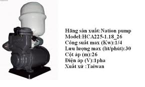 Bơm tự động tăng áp bình nhựa Đài Loan HCA225-1.18 26 180W