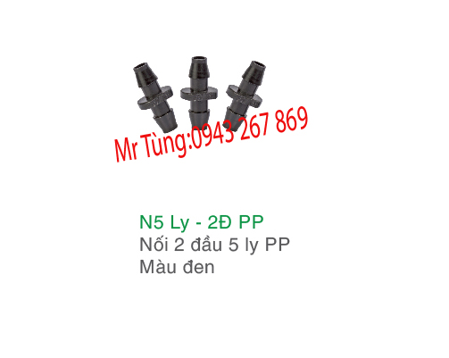 Nối 2 đầu 5ly nhựa PP,Bảo Bình N.5ly-2Đ*PP