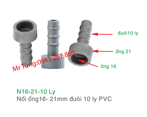 Nối ống 16mm-21mm đuôi 10ly PVC,Bảo Bình N16-21-10ly