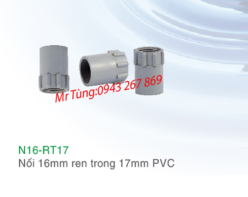 Nối 16mm ren trong 17mm PVC, Bảo Bình N16-RT17
