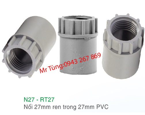 Nối 27mm ren trong 27mm PVC, Bảo Bình N27-RT27