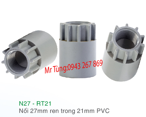 Nối 27mm ren trong 21mm PVC, Bảo Bình N27-RT21