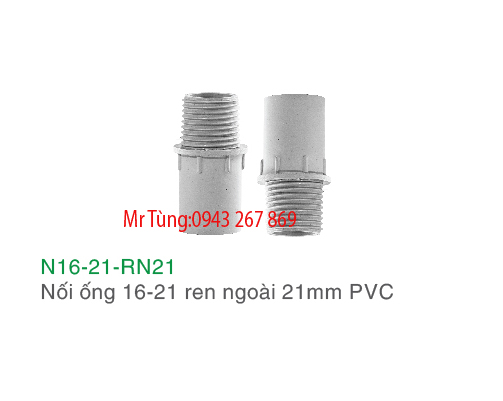 Nối ống 16mm-21mm ren ngoài 21mm PVC,Bảo Bình N16-21-RN21