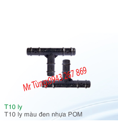 Tê 10ly màu đen nhựa POM, Bảo Bình T10ly