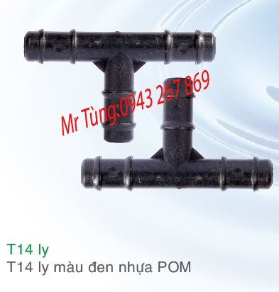 Tê 14ly màu đen nhựa POM, Bảo Bình T14ly