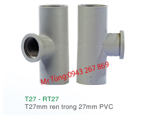 Tê 27mm ren trong 27mm PVC,Bảo Bình T27-RT27
