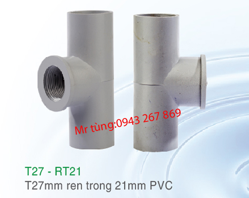 Tê 27mm ren trong 21mm PVC,Bảo Bình T27-RT21