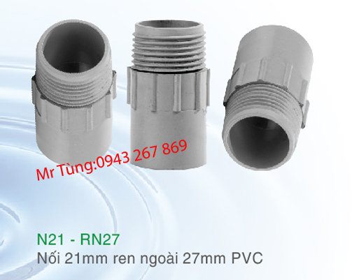 Nối nhựa PVC 21mm ren ngoài 27mm