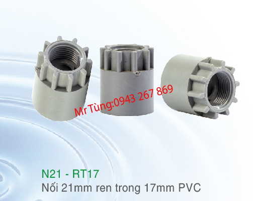 Cục nối PVC ren trong 17mm gắn ống 21mm Bảo Bình