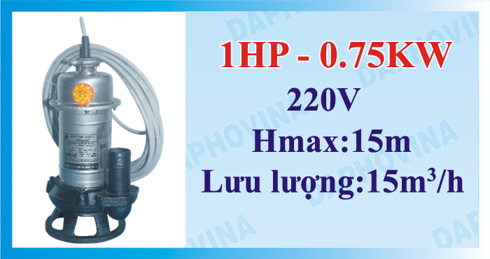 Bơm chìm hố móng, nước thải DAPHOVINA 1HP 1FA