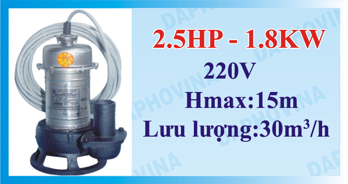 Bơm chìm nước thải DAPHOVINA 2.5HP 1FA