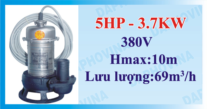 Bơm chìm nước thải DAPHOVINA 5HP 3FA